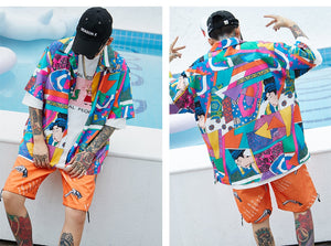 Multicolor Patterned Hawaiian Shirt