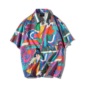 Multicolor Patterned Hawaiian Shirt